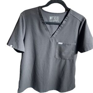 Figs Catarina Black One-Pocket Scrub Classic Fit Top Women's Sz L